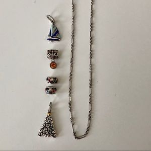 16” Brighton Silver Chain Necklace & 5 charms